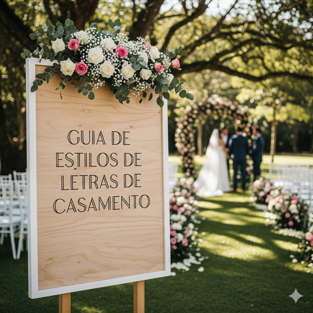 guia de estilo letras de casamento sinal madeira cerimonia.