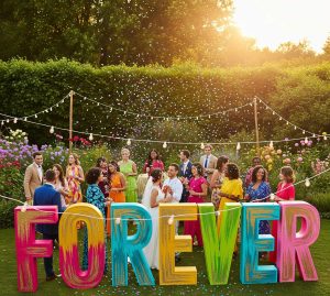 letras coloridas casamento festivo guia de estilo