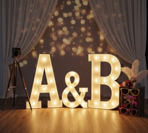 letras luminosas para boda de noche photo booth