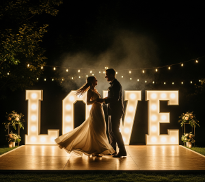 Letras luminosas para boda de noite dança